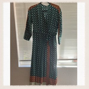 Sandro rain printed faux-wrap midi dress